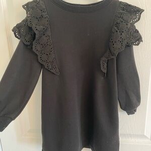 H&M girls Black Dress with Lace Ruffle Sleeves